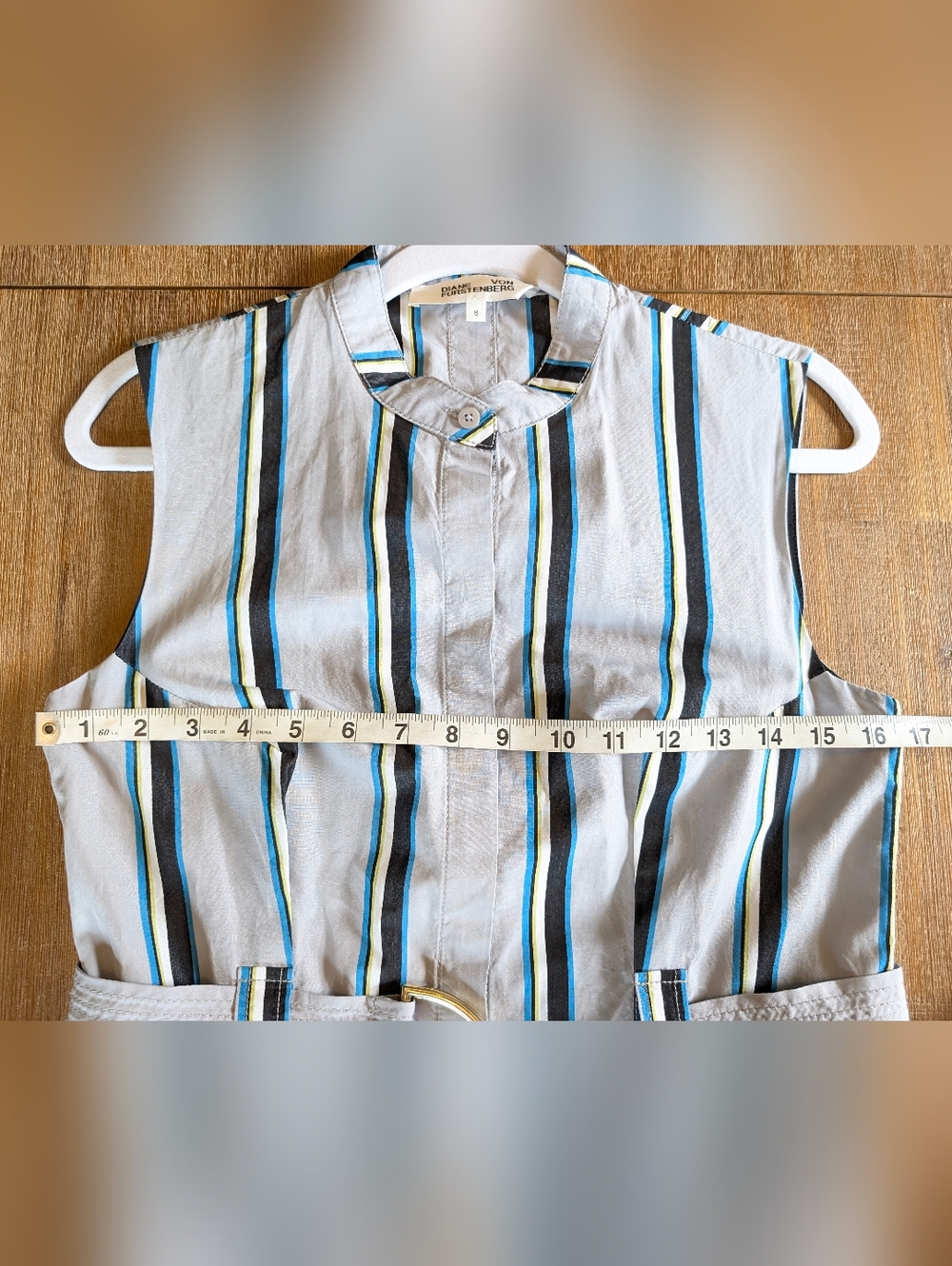 Diane von Furstenberg DVF Striped Belted Maxi Shirtdress – Size 8 – Like New - Picture 11 of 16
